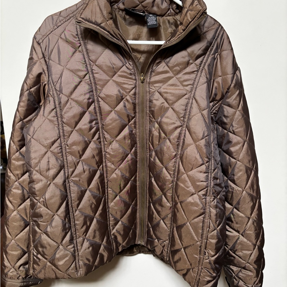 Jane Ashley Quilted Bronze Puffer Jacket